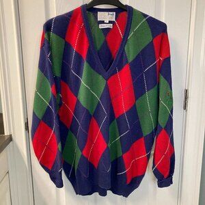 VINTAGE Nick Faldo Sports Pringle Collection Argyle Golf Sweater Size XL